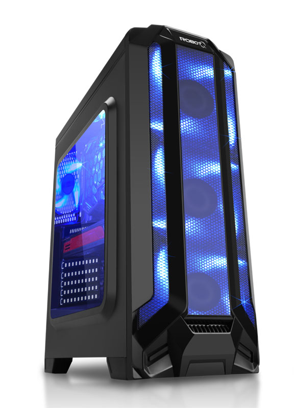 EAGLE WARRIOR CS CG-ROBOTQ002 ROBOT Q ATX /  M-ATX BAHIAS 2 x 3.5 3 x 2.5 SLOT EXP 7   3 x FAN BLUE Fron 12 cm (incluidos)